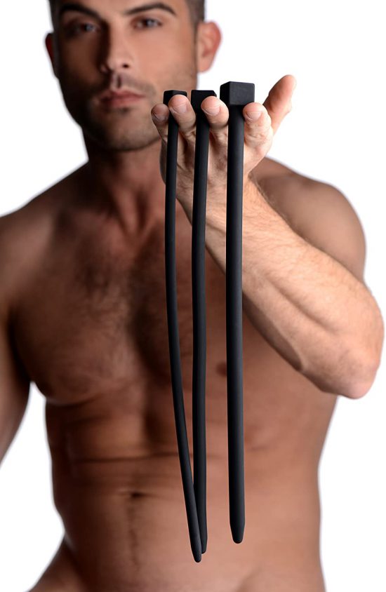 Master Series Bolted Deluxe XL Urethral Silicone Sounds Black 3 Sizes
