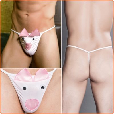Funny Pig Cartoon Patterned T-string Men Underwear