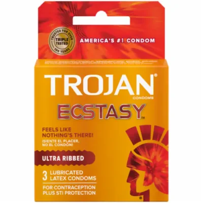 TROJAN Ultra Ribbed Lubricated Condoms