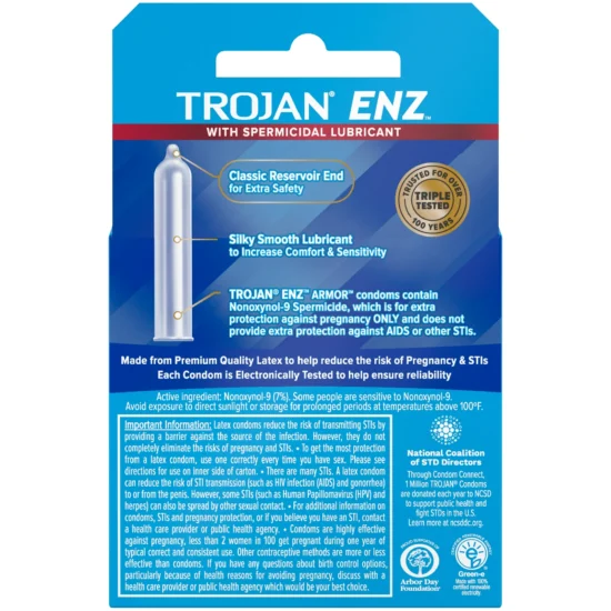 TROJAN Condom Enz With Spermicidal Lubricant 3 Pack - Image 2
