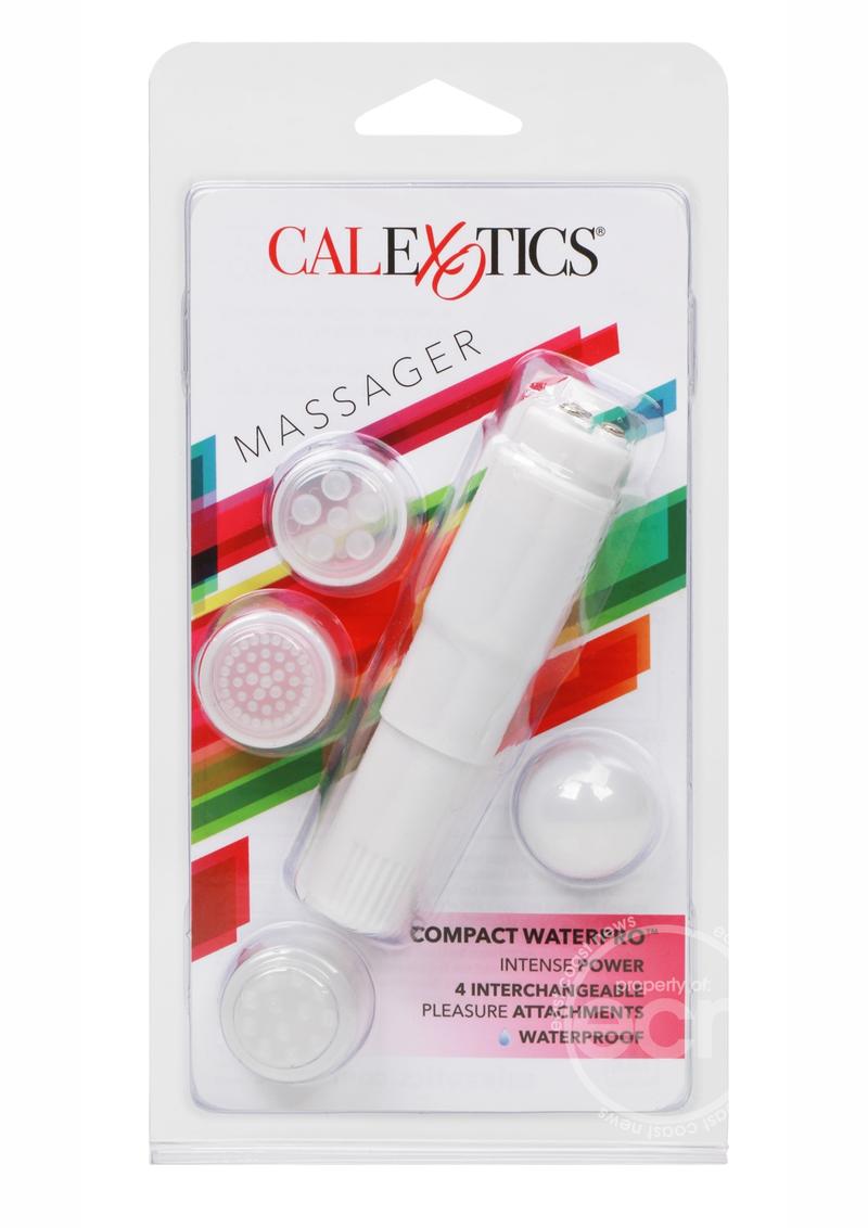 Compact Personal Travel Wand Massager with 4 Interchangeable Heads - White