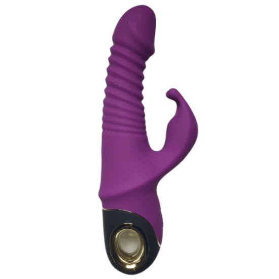 Enchanted Kisser Rechargeable Silicone Thrusting Rabbit Vibrator - Purple - Image 5