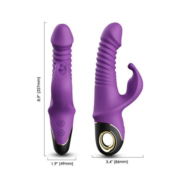 Enchanted Kisser Rechargeable Silicone Thrusting Rabbit Vibrator - Purple - Image 8