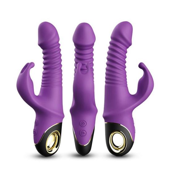Enchanted Kisser Rechargeable Silicone Thrusting Rabbit Vibrator - Purple - Image 10