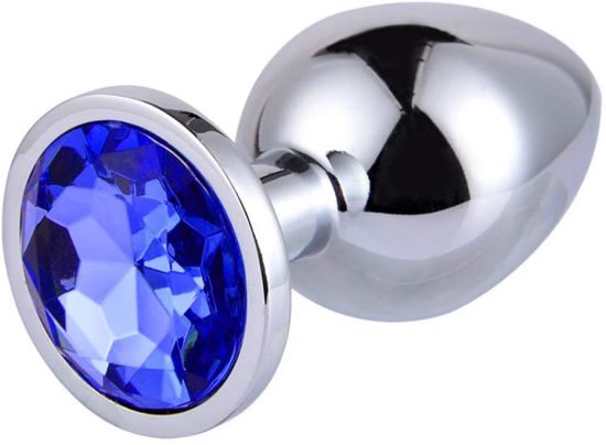 Stainless Metal Anal Butt Plugs Jewelry Blue,Medium