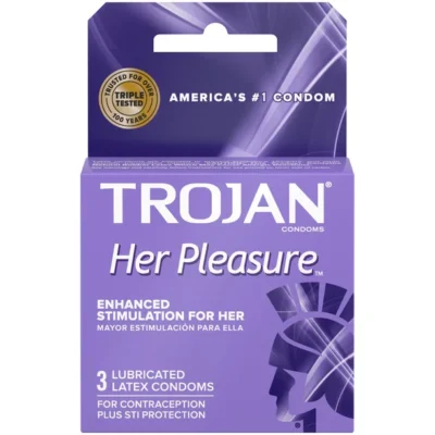 Trojan Her Pleasure Sensations Condom Lubricated 3 Pack