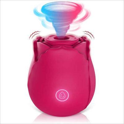 7-Function Red Color Silicone Clitoral Rose Massager with Intense Suction667