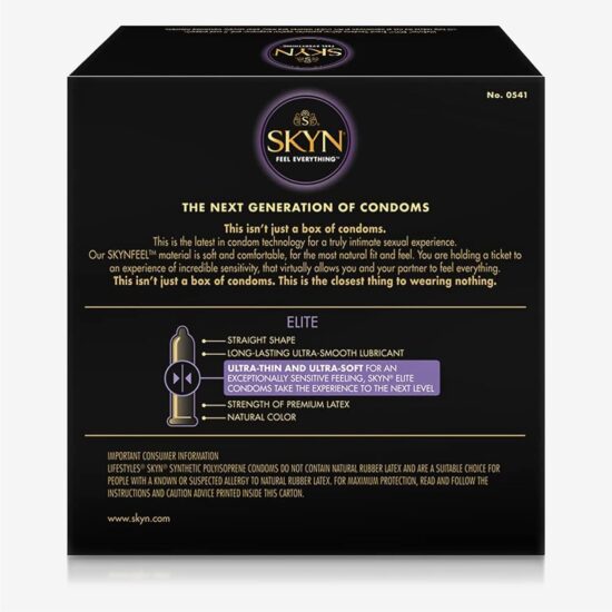 Lifestyles Skyn Elite Non Latex Lubricated Condoms 3-Pack - Image 3