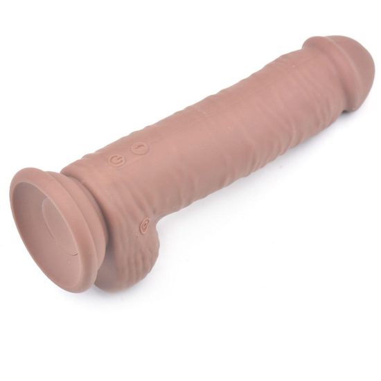 10 Functions Silicone Rechargeable Vibrating and Rotating Brown Realistic Dildo - Image 3