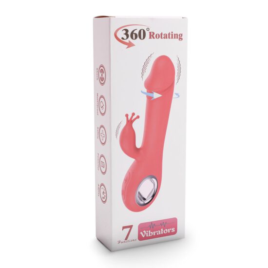 Pink Color 7 Speeds Rechargeable Silicone Penis Shape Vibrator with Rotation and Heating - Image 3