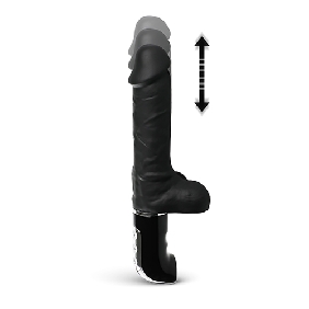 Black Color 8 Speeds Rechargeable Vibrating and Thrusting Realistic Dildo