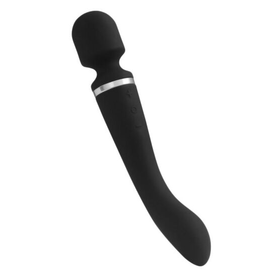 Black Color Rechargeable 10 Speeds Silicone Magic Wand Massager ( Both sides vibrate ) - Image 3