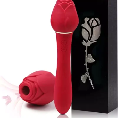 Dual Function Flower Stick Dildo Vaginal Vibrating G Spot Licking Sucking Clitoris Stimulator Wand Rose Vibrator Sex Toys