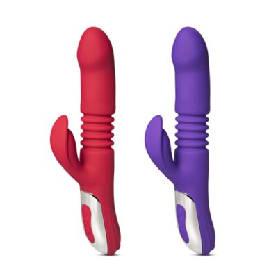 12-Speed Red Color Silicone Thrusting Vibrator with Heating Function