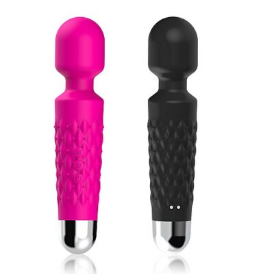 Black Color 9 Speeds Rechargeable Silicone Wand Massager