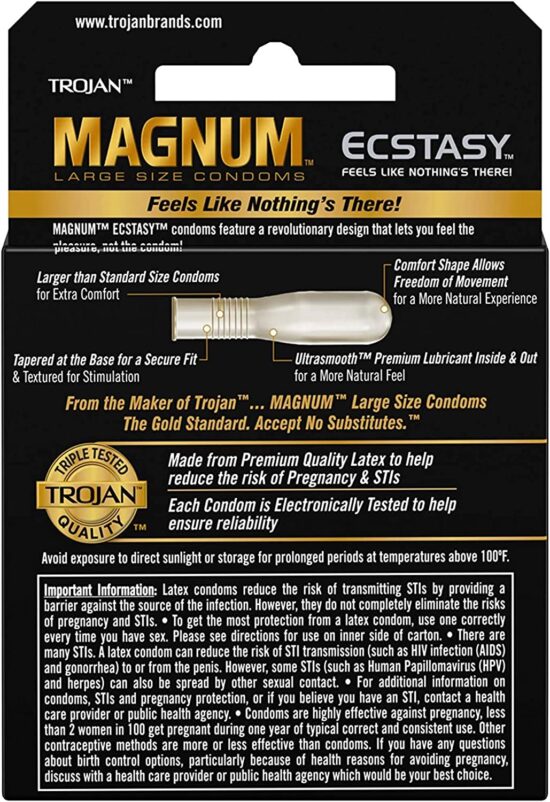 Trojan Magnum Ecstasy Ultra Smooth Lubricated Latex Condoms 3-Pack - Image 3