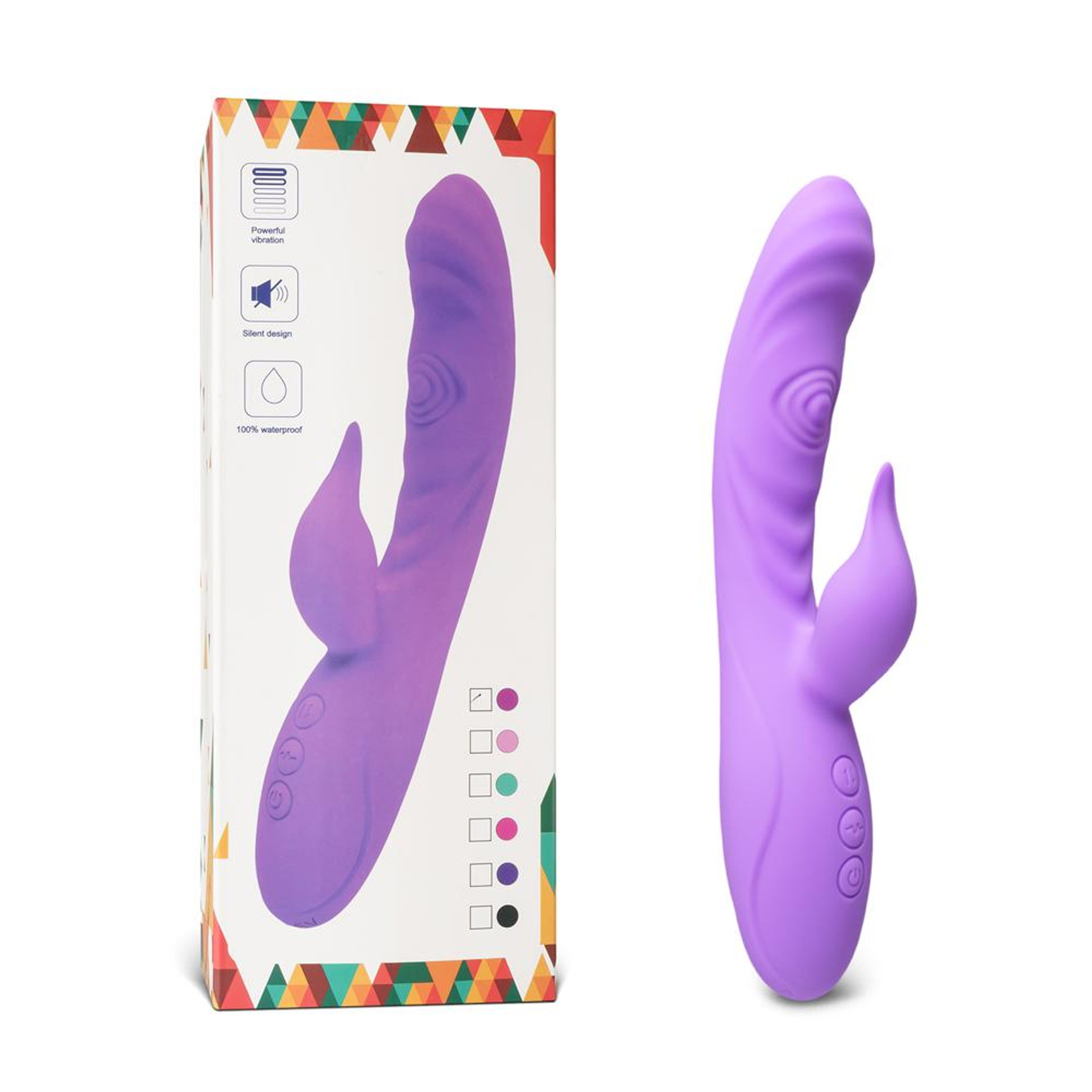 7-Speed Purple Color Silicone Rabbit Vibrator with Double Tapping Function