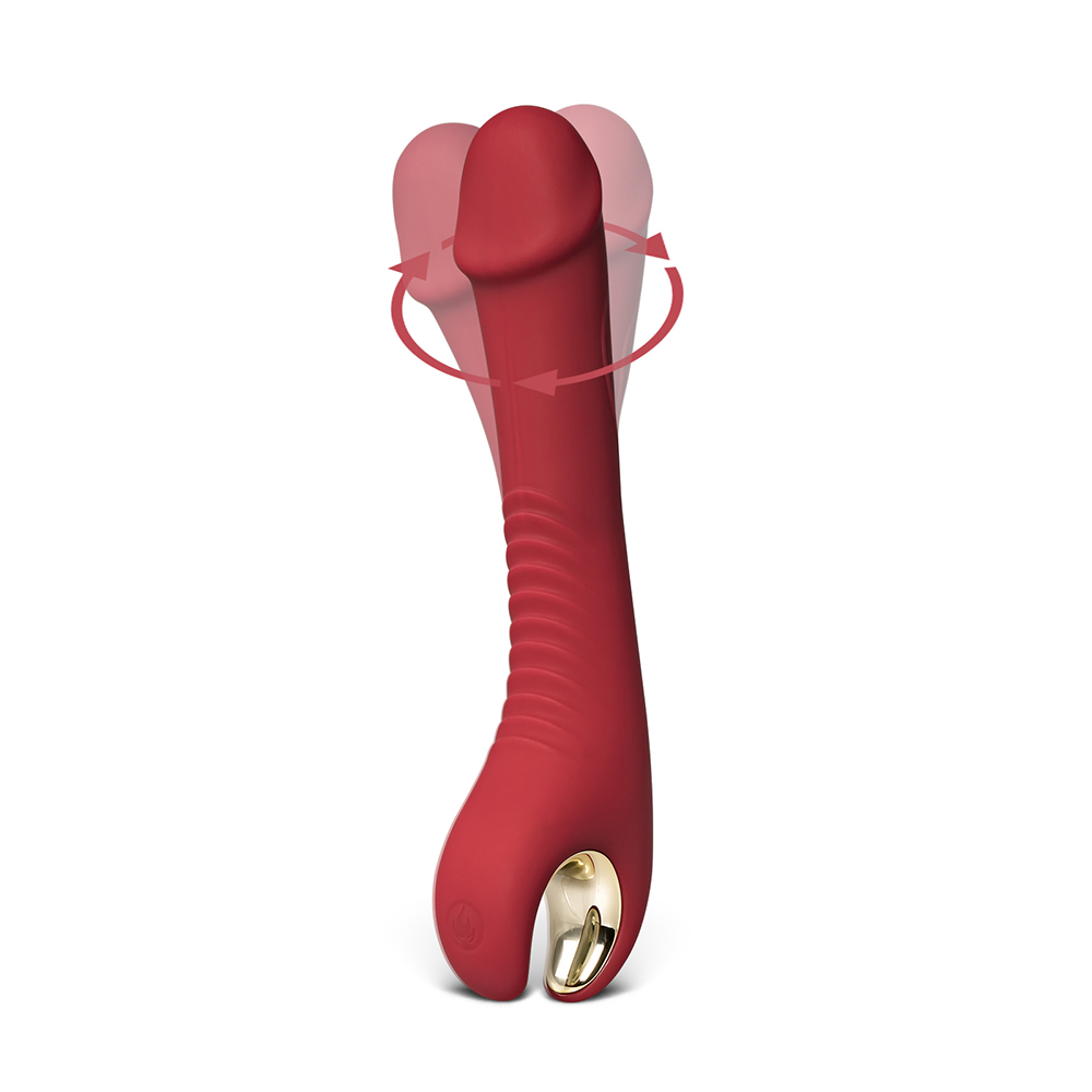 8-Speed Red Color Silicone Penis Shape Vibrator with Rotation Function - Image 7