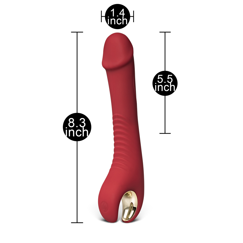 8-Speed Red Color Silicone Penis Shape Vibrator with Rotation Function - Image 4