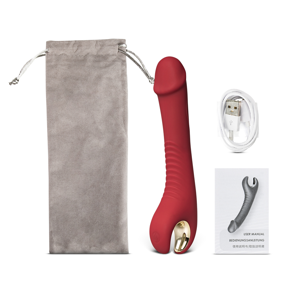 8-Speed Red Color Silicone Penis Shape Vibrator with Rotation Function - Image 3
