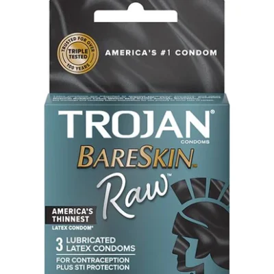 TROJAN BareSkin Raw Thin Condoms, Lubricated Condoms for Men 3pack