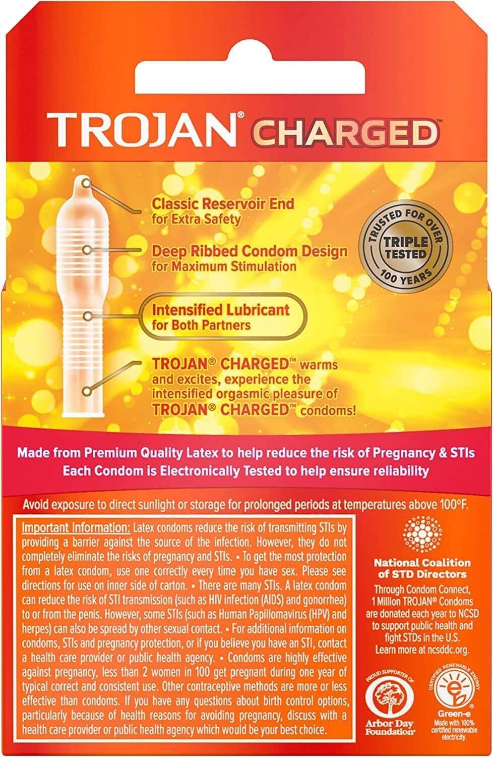 Trojan Charged Orgasmic Pleasure Warming Intensified Lubricated Condoms - 3 Pack - Image 4