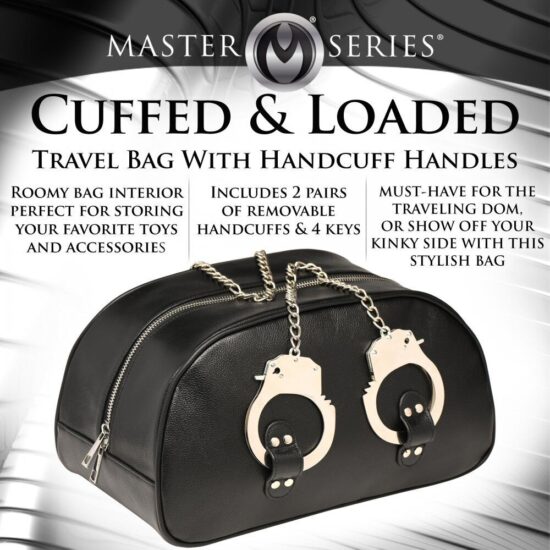 Master Series Cuffed & Loaded Travel Bag with Handcuff Handles - Black/Silver - Image 8