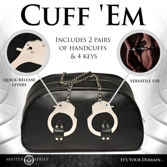 Master Series Cuffed & Loaded Travel Bag with Handcuff Handles - Black/Silver - Image 7