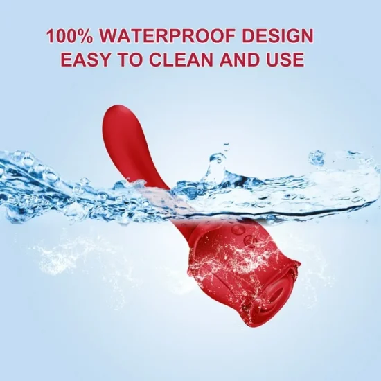 10 Speeds Red Color Silicone Clitoral Sucking Rose with G-Spot Vibrator - Image 7