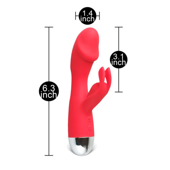10 Speeds Red Color Rechargeable Silicone Rabbit Vibrator - Image 6