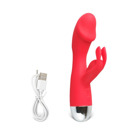 10 Speeds Red Color Rechargeable Silicone Rabbit Vibrator - Image 7
