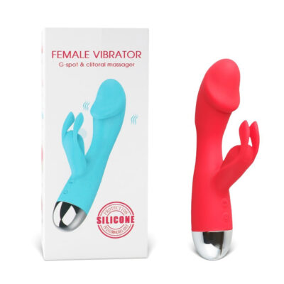 10 Speeds Red Color Rechargeable Silicone Rabbit Vibrator