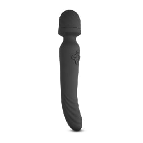 Black Color 9 Speeds Rechargeable Silicone Wand Massager with Heating Function