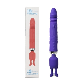 12-Speed Blue Color Silicone Thrusting Dildo with Clitoral Stimulator