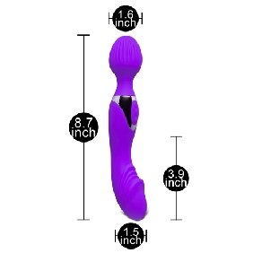 10-Speed Purple Color Silicone Double Ended Wand Massager - Image 5