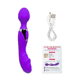 10-Speed Purple Color Silicone Double Ended Wand Massager - Image 3