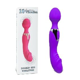 10-Speed Purple Color Silicone Double Ended Wand Massager