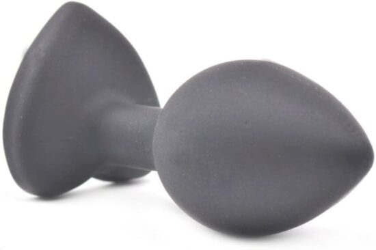 Black Small Size Silicone Anal Plug with Purple Diamond - Image 5