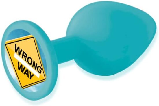 The 9's - Booty Talk Silicone Butt Plug Wrong Way - Blue/Yellow - Image 3