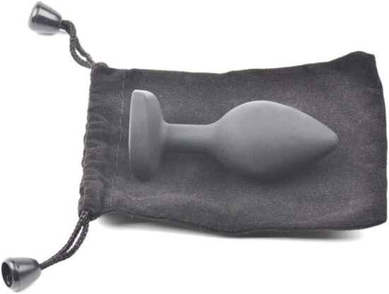 Black Small Size Silicone Anal Plug with Purple Diamond - Image 4