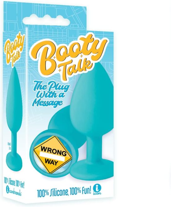 The 9's - Booty Talk Silicone Butt Plug Wrong Way - Blue/Yellow