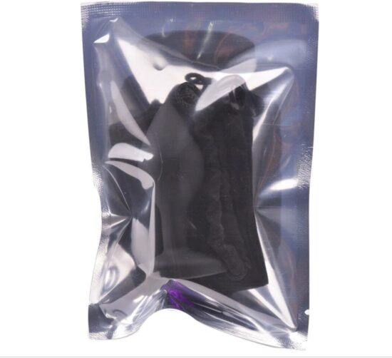 Black Small Size Silicone Anal Plug with Purple Diamond - Image 2
