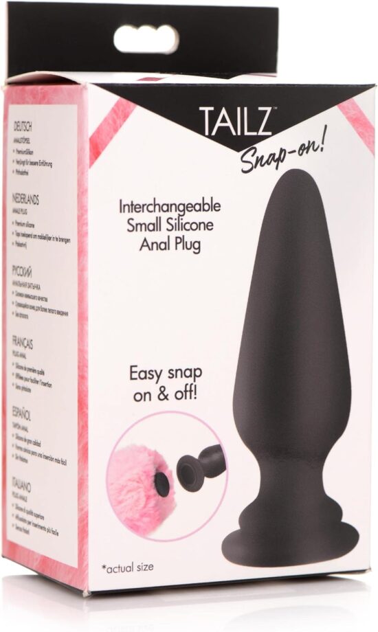 Tailz Snap-On Silicone Anal Plug - Small - Black/Pink