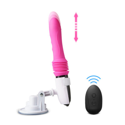 10 Speeds Remote Control Silicone Vibrator with 3 Modes Thrusting Function and Base