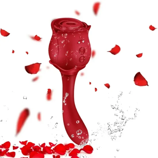 10 Speeds Red Color Silicone Clitoral Sucking Rose with G-Spot Vibrator - Image 5