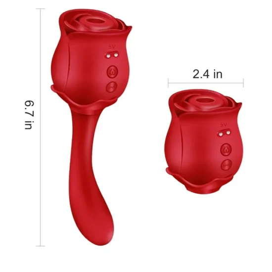 10 Speeds Red Color Silicone Clitoral Sucking Rose with G-Spot Vibrator - Image 4