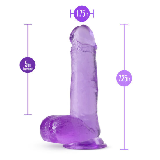 B Yours Plus Rock n' Roll Realistic Dildo with Balls 7.25in - Purple - Image 2