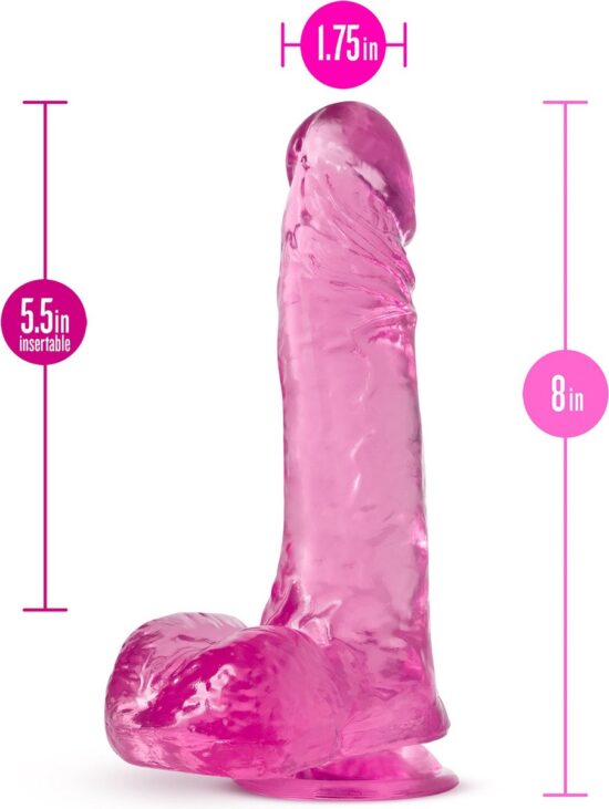 B Yours Plus Ram n' Jam Realistic Dildo with Balls 8in - Pink - Image 4