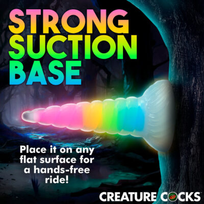 Creature Cocks Uni-Glow Glow-in-the-Dark Silicone Dildo – Rainbow