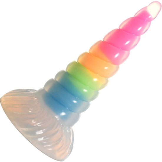 Creature Cocks Uni-Glow Glow-in-the-Dark Silicone Dildo - Rainbow - Image 9